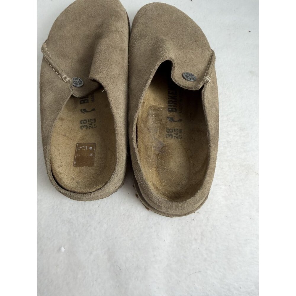 Birkenstock Zermatt Premium Suede Leather Tan Beige Sz 38 7-7.5 Clog Slip On Y2K - Picture 5 of 10